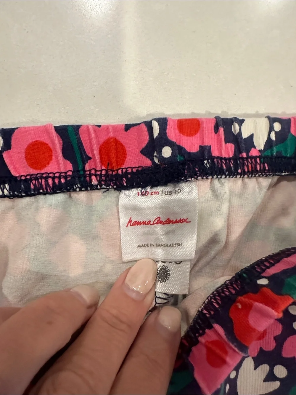 Hanna Andersson Navy Floral Leggings with Pink & Red Blooms